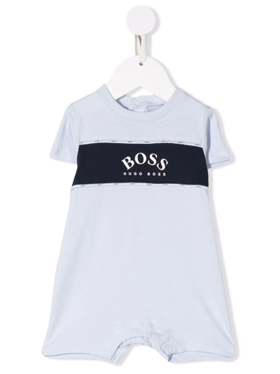 Bosswear Babies' Logo-print Cotton Romper In Blue