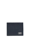 Ferragamo Gancini Bi-fold Leather Wallet In Blue