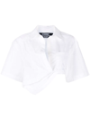 Jacquemus Capri Cropped Cotton-poplin Shirt In White