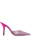 Paris Texas Hollywood Crystal-embellished Pvc Mules In Shocking Pink