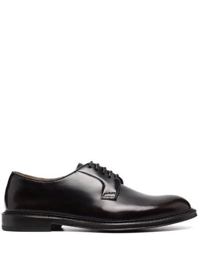 Doucal's Black Leather Derby Shoes