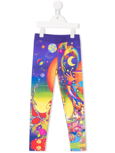 Stella Mccartney Multicolor Leggings For Kids With Psychedelic Print In Blue