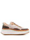 Chloé Nama Leather-trimmed Mesh Sneakers In Beach Sand