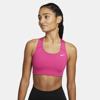 Nike Dri-fit Swoosh Women's Medium-support Non-padded Sports Bra In Active Pink,white