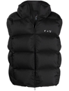 OFF-WHITE BLACK DOWN-FEATHER LOGO-PRINT GILET