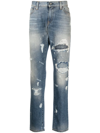 DOLCE & GABBANA RIPPED-DETAIL JEANS