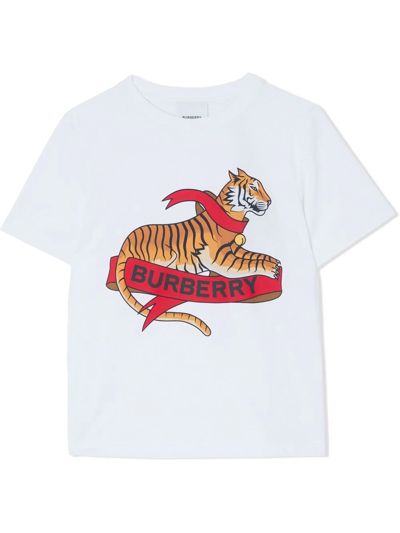 Burberry Kids' Tiger-graphic T-shirt In White | ModeSens