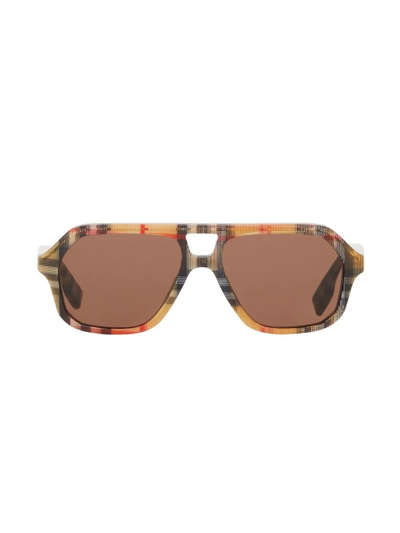 Burberry Kids' Vintage-check Navigator-frame Sunglasses In Brown
