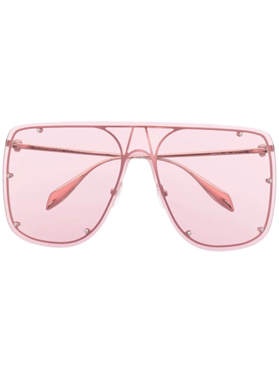 Alexander Mcqueen Pink Oversize-frame Glasses In Silver