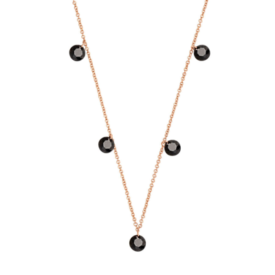 Sole Du Soleil Marigold Collection Women's 18k Rg Plated Black Floating Stone Fashion Necklace