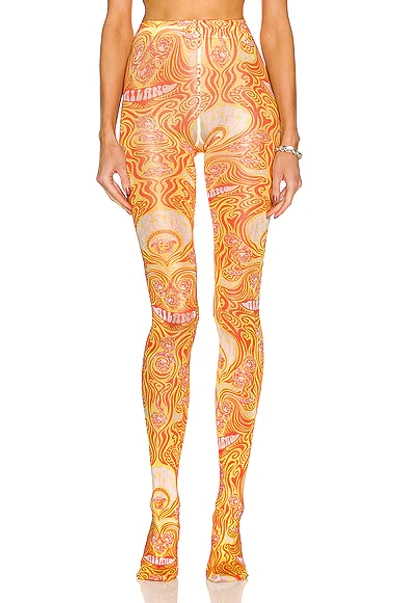 Versace Woorsace Tights In Pineapple & Neon Orange