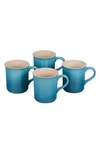 Le Creuset Set Of Four 14-ounce Stoneware Mugs In Caribbean