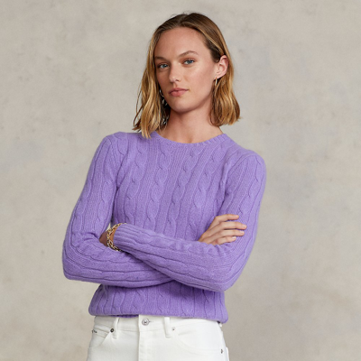 Ralph Lauren Cable-knit Cashmere Sweater In Maidstone Purple Heather