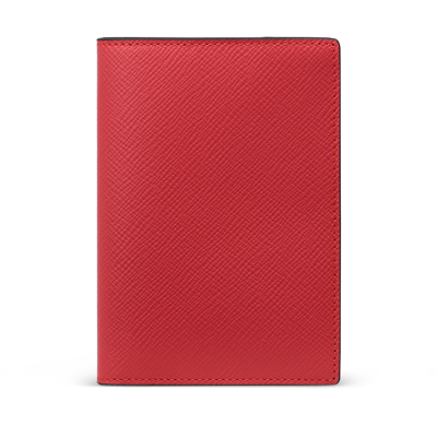 Smythson Passport Cover In Panama In Scarlet Red