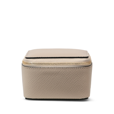 Smythson Medium Square Trinket Case In Panama In Sandstone