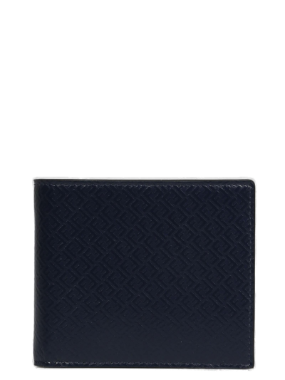 Fendi Ff Micro Pattern Bifold Wallet In Blue