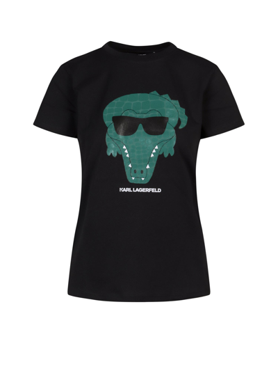 Karl Lagerfeld Women's Black Cotton T-shirt