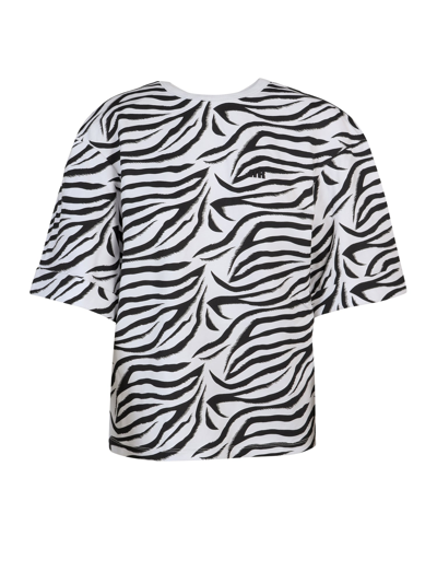 Rotate Birger Christensen Zebra-print Drop-shoulder T-shirt In White