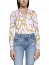 VERSACE VERSACE V-NECK CHAIN PRINTED BLOUSE