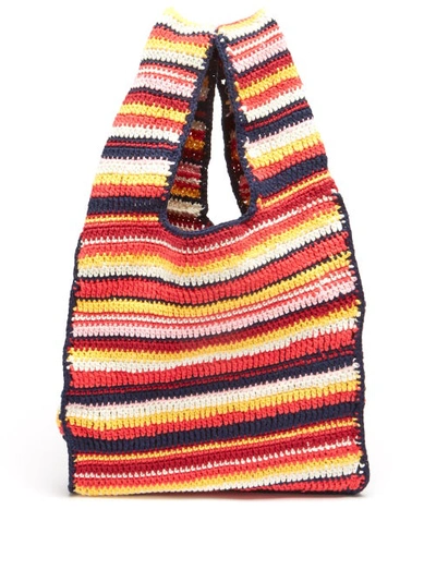 Alanui Beach Break Striped Cotton-crochet Tote Bag In Bunt