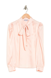 Walter Baker Duchess Long Sleeve Satin Necktie Blouse In Blush