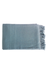 Melange Merino Wool Throw Blanket In Blue