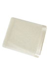 Melange Wool & Satin Trim Queen Blanket In Ivory