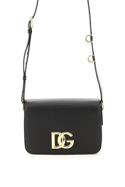 Dolce & Gabbana Dg 3.5中号皮革单肩包 In Black
