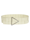 Bottega Veneta Maxi Intreccio Triangle-buckle Belt In Ice Cream/silver