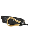 Bottega Veneta Double Strap Leather Belt With Horseshoe Buckle In Black