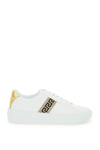 Versace Greca-print Flatform Sneakers In Bianco Oro (white)