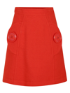 Moschino Ladies Red Flap Pockets A-line Skirt In Rosso