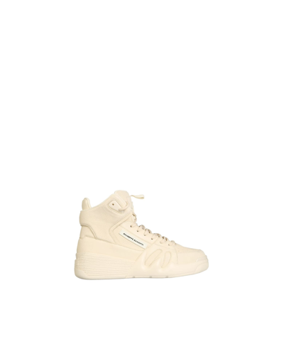 Giuseppe Zanotti Talon Sneakers In Beige Leather In White