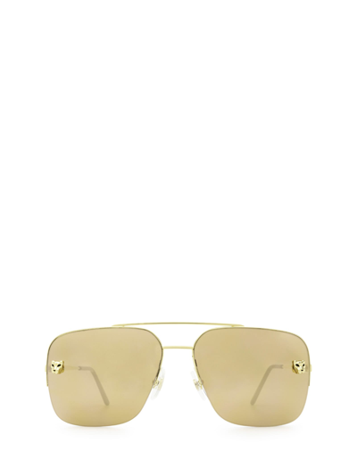 Cartier Ct0244s Gold Unisex Sunglasses - Atterley