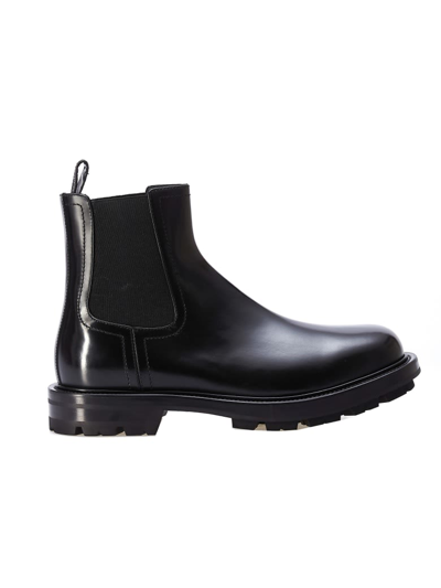 Alexander Mcqueen Elastic Leather Upper Shoes In Black
