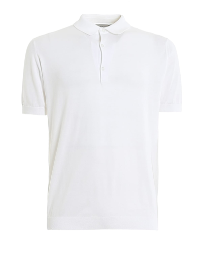 John Smedley White Cotton Polo Shirt - Atterley