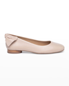 Bernardo Eloise Leather Bow Ballet Flats In Blush