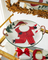 Vietri Old St. Nick Ice Skating Handled Round Platter