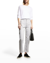 Eileen Fisher Garment-dyed Stretch Denim Ankle Jeans In Pearl