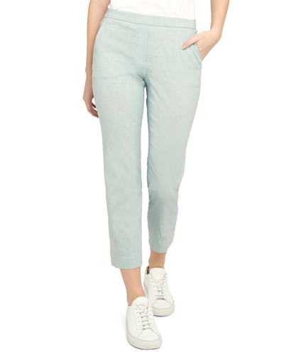Theory Treeca Good Linen Cropped Pull-on Ankle Pants In Breeze
