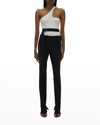Helmut Lang Panel Waist-strap Skinny Trousers In Black