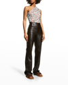 La Doublej Disco Leopard Face-print One-shoulder Top In Lady Leopard Acqu