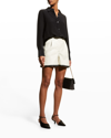 MILLY YOHANNA FAUX LEATHER CROCHET SHORTS