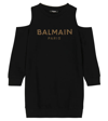 BALMAIN CUTOUT COTTON SWEATSHIRT DRESS