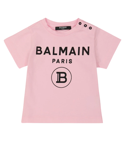 Balmain Babies' Logo Print Short-sleeved T-shirt In 506-rosa