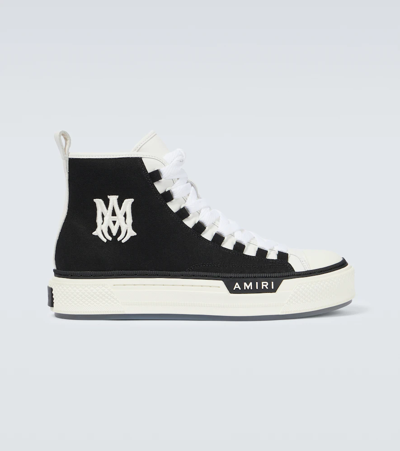 Amiri Ma Court Leather-trimmed Canvas High-top Sneakers In White