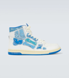 Amiri Skel Top Bandana-print Leather High-top Trainers In Blue