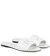 Dolce & Gabbana Logo Cutout Leather Slides In White