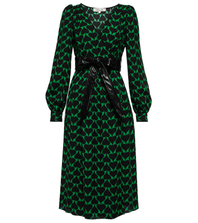 green heart print dress Black & Mint Green Heart Print Ruffle Hem Shift Dress