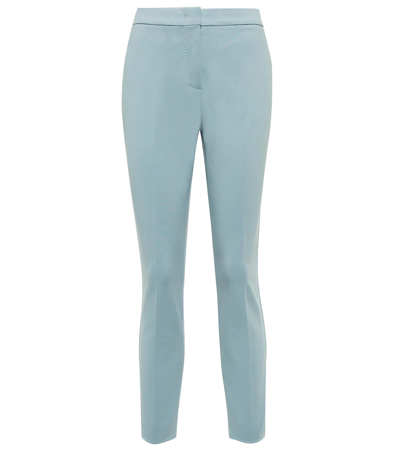 Max Mara Pegno High-rise Slim Jersey Trousers In Azzurro